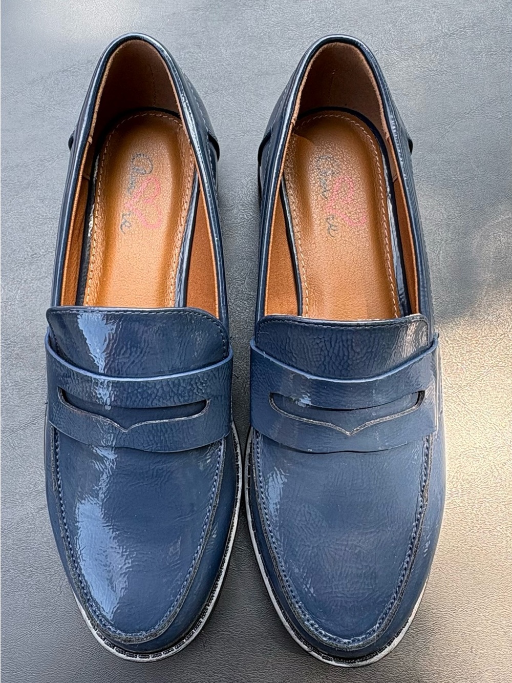 NEW MIA SHOES Women Hali Loafer patent leather, navy blue shoes